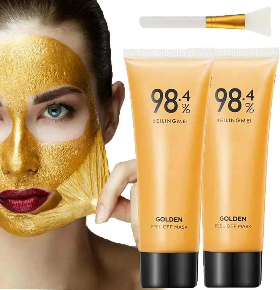98.4% Pure Gold Peel-Off Mask – Anti-Wrinkle, Pore-Cleansing & Glowing Skin (Pack of 2)